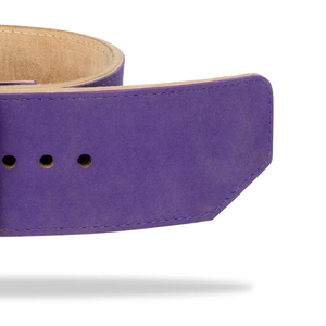 Wide Purple Casual Leather <b>Belt</b> with Alloy Double Pin Buckle and Tan Suede Inner Lining for Gym or Heavy Duty Use OEM - Product Image 2