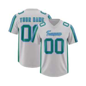 Camiseta de Fútbol Americano Personalizada con Nombre y Número, Blanca y Verde, Cuello en V, Sublimada, 100% Poliéster, Absorbe la Humedad, Unisex para Adultos - Product Image 4