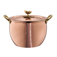 Casserole de luxe écologique en acier inoxydable, finition martelée, avec couvercle décoratif motif oiseaux enlacés