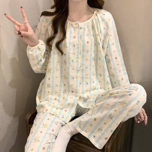 Conjunto de Pijamas Dulces y Lindos para Mujer, Manga Larga y Pantalones, Ropa de Dormir Nueva de Verano, Poliéster/Algodón, Suave y Transpirable, SAQRAT SPORTS - Product Image 1