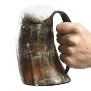 Mug en corne de buffle fait main, forme naturelle, thème animal sculpté, objet d'art de collection, artisanat buraq - Product Image 4