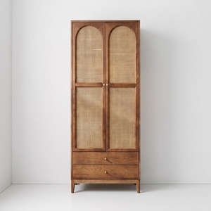 Armario de Madera de Teca Sólida con Ratán para Hoteles, Resorts y Villas, Mueble de Almacenamiento para Dormitorios de Hostelería - Product Image 4