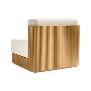 Fauteuil de salon d'extérieur moderne sans accoudoirs, structure en teck massif à panneaux cannelés, coussins profondément rembourrés, mobilier modulaire de luxe pour complexe hôtelier - Product Image 3