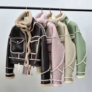 Women's Genuine Leather <b>Fur</b> Shearling Winter <b>Jacket</b> with Stand Collar Zipper Closure Anti-Wrinkle Multiple Inventories Available - Product Image 6