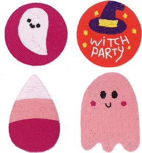 Halloween Themed Eco-Friendly Fabric <b>Coasters</b> <b>Set</b> Ghost Candy Corn Witch Hat Cartoon Design Handmade Mats & <b>Placemats</b> - Product Image 6