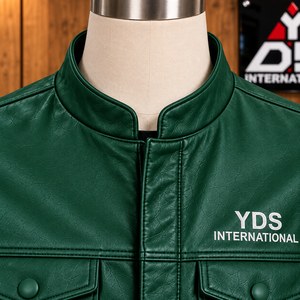 Custom <b>Men's</b> Stand Collar Zipper Front Leather <b>Vest</b> Comfort Fit Pockets Moto Biker Style Outerwear Leather <b>For</b> <b>Men</b> Custom - Product Image 4