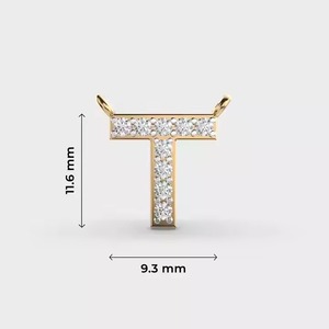 Elegant Gold Alphabet Pendant with Diamond Initial Letter T <b>Charm</b> Personalized Jewelry for Women Gift - Product Image 2