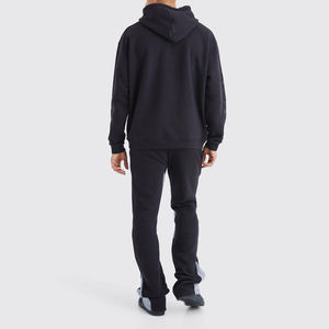 Ensemble de survêtement vintage pour homme, couleur unie, à capuche, manches longues, avec pantalon à cordon de serrage, confortable et écologique, vente en gros - Product Image 3
