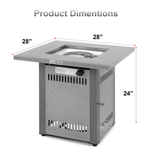 Tavolo con Braciere a Gas Propano da Esterno 28 Pollici, 50000 BTU, Finitura Argento, Caminetto da Patio con Coperchio in Pietra Lavica - Product Image 5