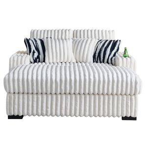 61.42 pollici Beige bracciolo quadrato Loveseat ottomana 2 pz cuscini posteriori 4 pz lancio cuscini portabicchieri Bluetooth Set da salotto - Product Image 4