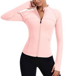 Veste polaire rose à manches longues et fermeture éclair pour femme, tricotée, respirante, couleur unie, col montant, longueur normale, pour l'automne - Product Image 5