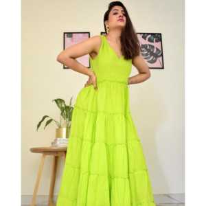 Robe longue vert citron XS respirante et confortable avec taille naturelle pour les occasions quotidiennes - Product Image 5