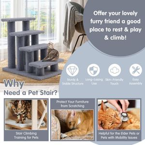 24-Inch 4-Step <b>Cat</b> <b>Tree</b> Climber with Carpeted Ladder Ramp and <b>Scratching</b> <b>Post</b> for Pet <b>Cats</b> - Product Image 5