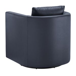 Fauteuil pivotant Sutton bleu nuit, design élégant en similicuir pour salon - Product Image 3