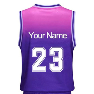 Conjunto de Uniforme de Baloncesto Personalizado, Sublimado en Degradado Morado y Rosa, 23 Nombres de Equipo, Sin Mangas, Malla, Unisex para Adultos - Product Image 3