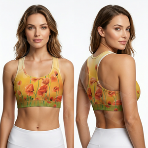 Soutien-gorge de sport personnalisé imprimé, sans couture, dos nageur, respirant, pour fitness, yoga, entraînement, gym, crop top rembourré pour femme - Product Image 2