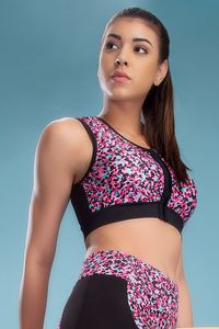 Top Corto Deportivo para Mujer, Negro, Sin Costuras, Cuello Redondo, Soporte Medio, Ropa Deportiva, Color Sólido, Transpirable, Spandex, Poliéster - Product Image 2