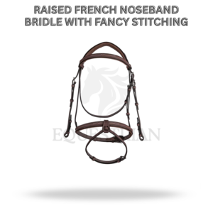 Brida de equitación inglesa de tamaño completo con narquiler francés elevado y costuras decorativas para la comodidad del caballo - Product Image 2