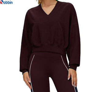 Top Selling Plus Size <b>Women</b> New Style <b>V</b> <b>Neck</b> Fleece Oversized Tops <b>Women</b> Cotton Pullover Wholesale Cropped Hoodies <b>Sweatshirts</b> - Product Image 4