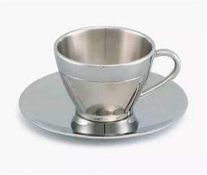 Royal Design Stainless Steel <b>Cup</b> And <b>Saucer</b> Set For Premium Home Kitchen Collection And Elegant Serving Style - Product Image 5