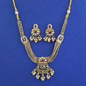 Collar de herencia antiguo hecho a mano en India con baño de oro mate para mayoristas de joyería 232262 - Product Image 1