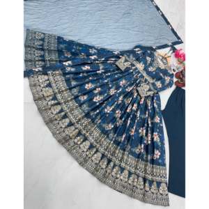 Women's Party Wear Gown Set with Bottom & Dupatta Elegant Women's Sets - Product Image 1
