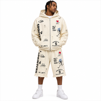 Ensemble sweat à capuche et short déchiré personnalisé pour homme, survêtement streetwear en coton oversize, marque privée, fabricant OEM