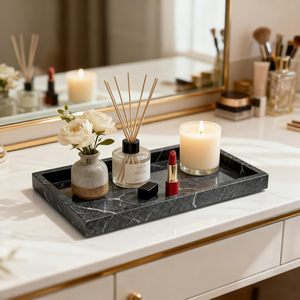 Pure Natural Marble <b>Tray</b> for Bathroom, Dresser, Sink. Cosmetics, toiletries, <b>perfumes</b>, Jewelry Candles, etc. can be Placed Ocean - Product Image 2
