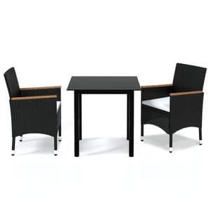Juego de Comedor Negro con Cojines Crema, Muebles de Patio con Asientos Cómodos - Product Image 2