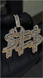 Colgante Personalizado con Letra en Moissanita VVS1, Joyería Hip Hop, Plata de Ley 925, Chapado en Oro Rosa, Unisex - Product Image 3