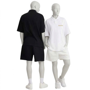 Polo unisexe 100 % coton, style actuel, manches courtes, couleur unie, coupe ajustée ou oversize, ensemble court - Product Image 3