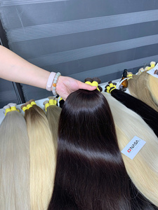 Extensiones de Cabello Vietnamita Virgen Natural Liso de Alta Calidad, Cabello de un Solo Donante, Doble Trama, 100 Gramos, Color Más Claro - Product Image 5