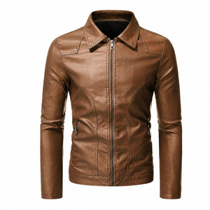 Factory Made Premium Quality Lightweight Men <b>Leather</b> <b>Winter</b> <b>Jacket</b> Wholesale Price Zip Up Closure Turn Down Collar <b>Winter</b> - Product Image 1