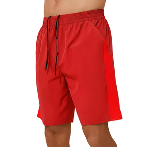 Shorts de sport gris pour homme à séchage rapide avec bande latérale, taille mi-haute, cordon de serrage, style Bermuda, couleur unie - Product Image 4
