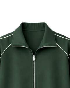 Conjunto Deportivo Personalizado Verde Oscuro para Mujer, Chaqueta con Cierre y Pantalones Jogger, Ropa Deportiva Casual de Dos Piezas con Ribete en Contraste Blanco - Product Image 6