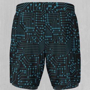 <b>Men</b>’s Premium Black Circuit Print <b>Shorts</b> Quick Dry Casual Sportswear Elastic Drawstring Waist Geometric <b>Pattern</b> Lightweight - Product Image 6