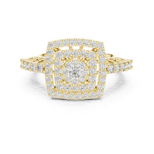 แหวนทองคำ 14K ประดับเพชรทรงกลมเพาะเลี้ยงในห้องปฏิบัติการ ของขวัญวันครบรอบสำหรับผู้หญิง |   เพชรที่เพิ่งเพาะเลี้ยง - Product Image 1