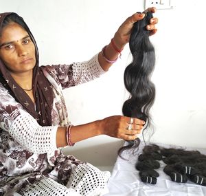 Traitement chimique de couleur naturelle de vague de corps d'extensions crues indiennes de cheveux vierges de double trame de haute qualité aucun de haute qualité - Product Image 4