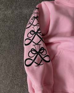 Sweat-shirt rose à capuche zippé avec imprimé Ambition et motif lettres sur les manches, unisexe, décontracté, en polaire, pour l'automne - Product Image 2