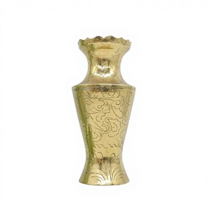 Made in India Custom Engraved Eco-Friendly Lightweight Solid Brass Flower Vase with Drainage Hole for Table Decoration OEM ODM - Product Image 5
