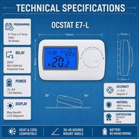 Termostato Digital Programable de 6 Periodos con Dial Giratorio, Alimentado por Batería, Controlador de Calefacción y Refrigeración para Sistemas HVAC de Hoteles
