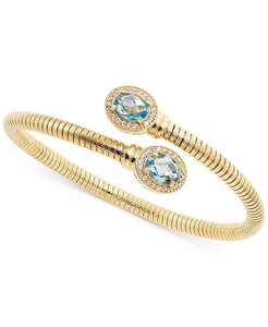 Multi-<b>Topaz</b> Bypass Bangle <b>Bracelet</b> (3-5/8 ct. t.w.) in 14k Gold-Plated Sterling Silver | Macy's - Product Image 1
