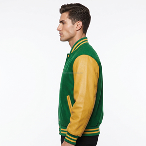 Chaqueta Varsity Personalizada Verde Lorito de Lana Teñida para Invierno, Bordado Profesional, Cortavientos Transpirable para Universidad - Product Image 4