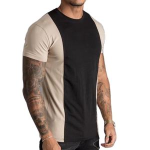 T-shirt en coton à manches courtes pour hommes Slim Fit Nouveau design de mode Col rond avec maillot imprimé à panneau de couleur contrastée - Product Image 5