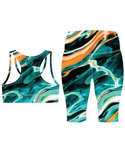 Ensemble de sport 2 pièces pour femme : soutien-gorge de sport personnalisé à bretelles croisées et short de yoga, taille élastique unie, en Spandex et Polyester, vêtements de sport - Product Image 6