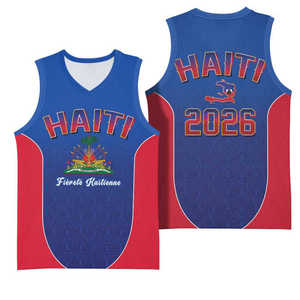 Nueva Llegada de Fábrica 2026 Haiti Camiseta de Baloncesto de Manga Corta para Hombre, Camiseta sin Mangas con Cuello en V, Informal, de Secado Rápido, Transpirable, para Entrenamiento - Product Image 2
