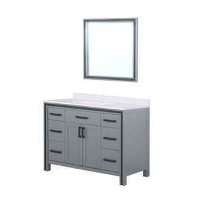 Mobile da Bagno Grigio Scuro 48 Pollici L X 22 Pollici D con piano in quarzo bianco e 34 pollici Mobili da Bagno con Specchio - Product Image 5