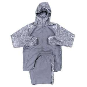 Chaqueta Deportiva Gris con Capucha para Hombre, con Estampado de Mapa, Conjunto Deportivo de Poliéster de Secado Rápido, Ropa Casual de Primavera - Product Image 1