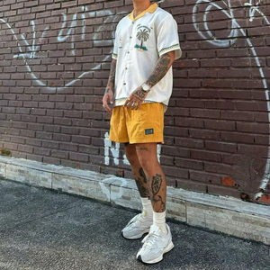 Chemise à manches courtes pour homme, motif palmier tropical, style printemps-été, 100% coton, confortable et ample, Rainbow Spray - Product Image 2