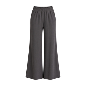 Womens Elegant Flared Pants Comfortable Fashion <b>Trousers</b> <b>Elastic</b> <b>Waist</b> 100% Cotton OEM ODM Custom Manufacturing Bulk Wholesale - Product Image 2